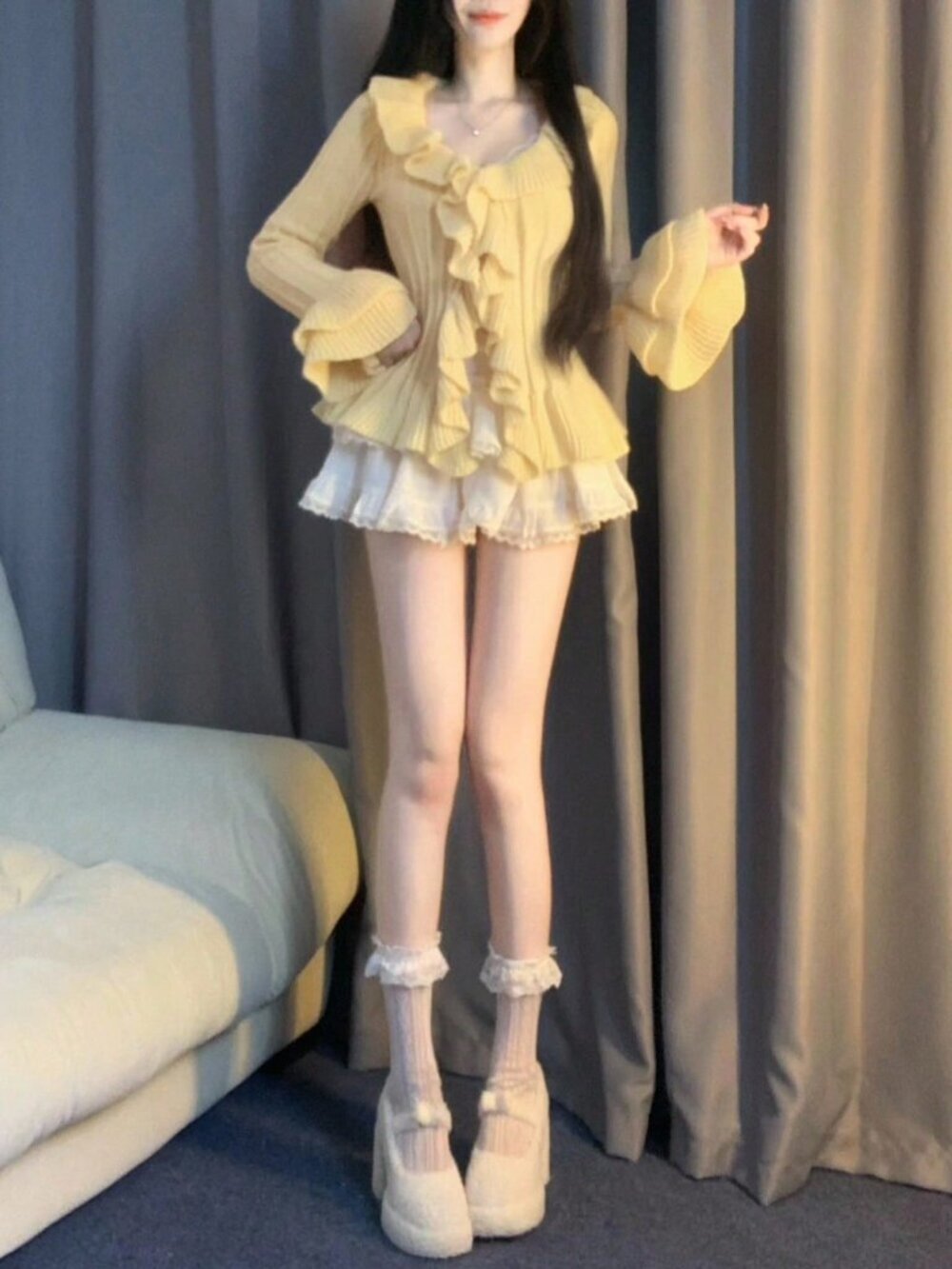 Yellow Casual Women's Knit Top - Picture 5 of 8